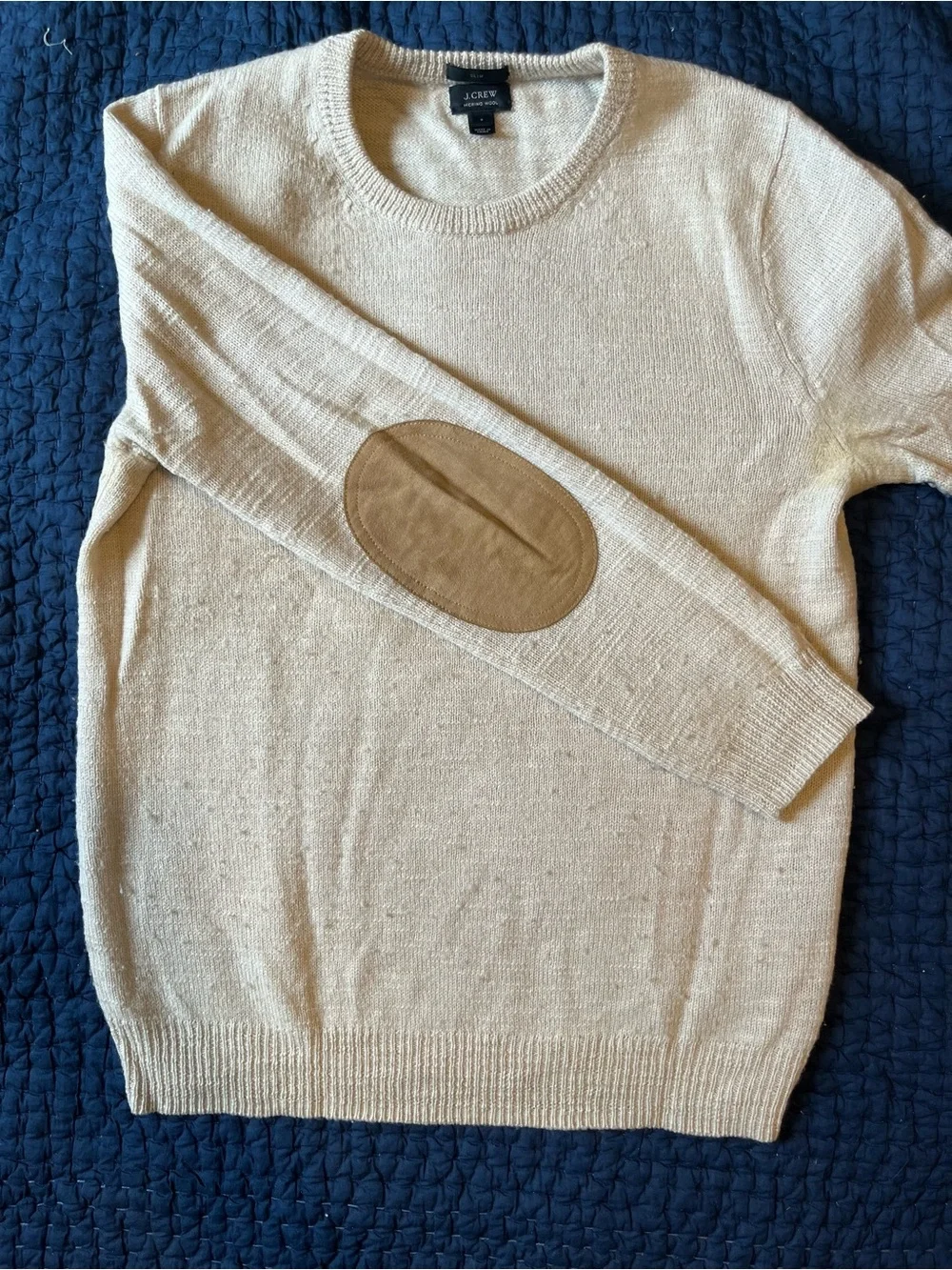 J. Crew Men’s Cream Crewneck Wool Blend Sweater